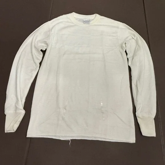 Vintage Duofold Thermal Shirt Mens M White Long Sleeve Wool Blend Made in USA