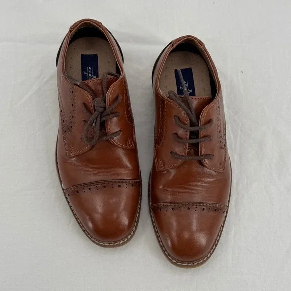 Ashford Hayes Crux Boys Cognac Brown Dress Shoes Size 10 Kids Cap Toe Oxford