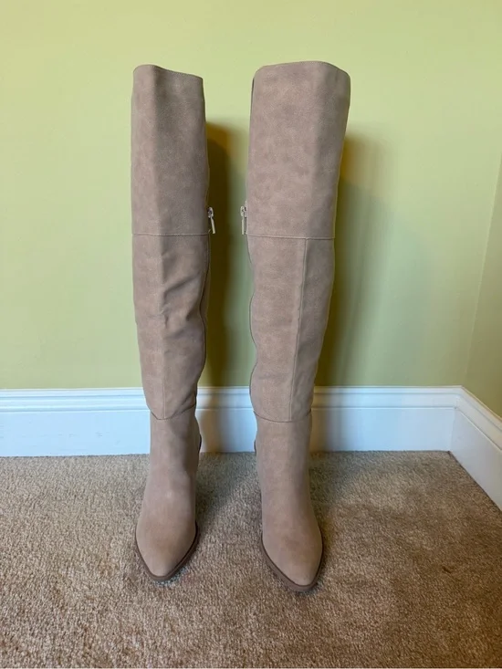 Women's Taupe Over-the-Knee Suede Boots
