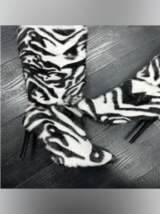 Jennifer Le Fur Zebra print Boots