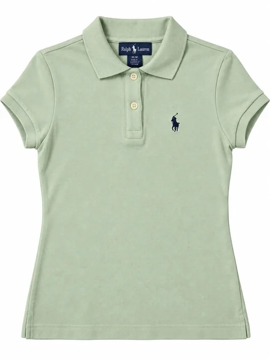 Vintage Ralph Lauren Girls' Light Green Polo Shirt Large Junior size
