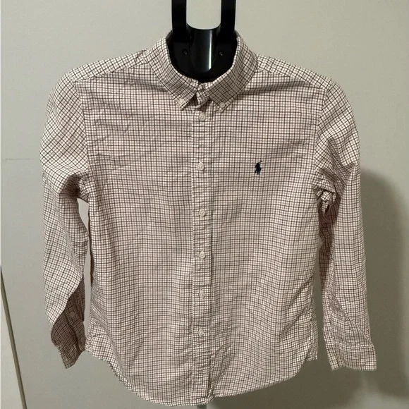 Ralph Lauren Orange and Black Plaid Shirt Size 14/16 Large