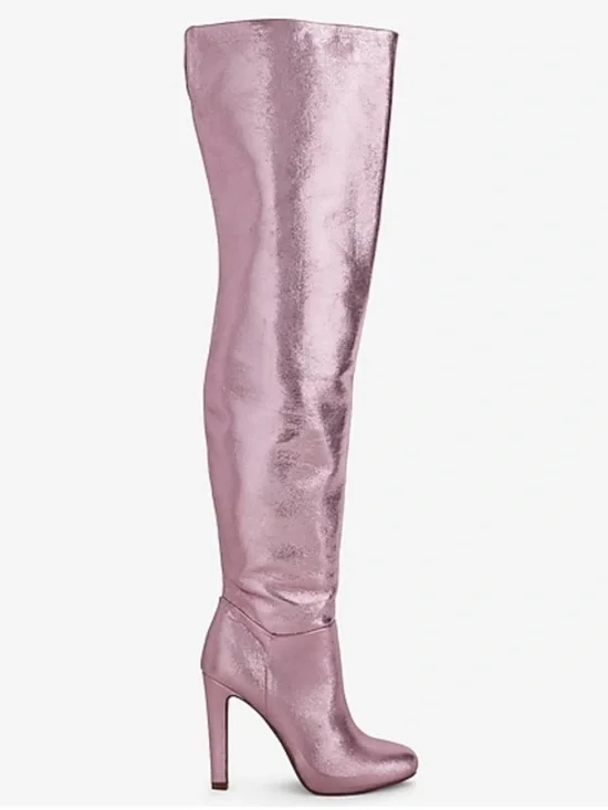 BRIAN ATWOOD x EXPRESS Metallic Pink Over the Knee Boots Size 7 NWT