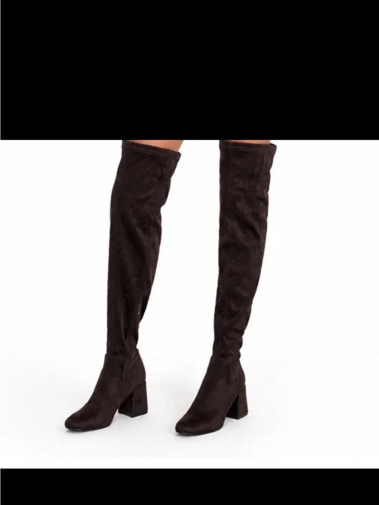 Liz Claiborne Dark Brown Over-the-Knee Suede Block Heel Boots