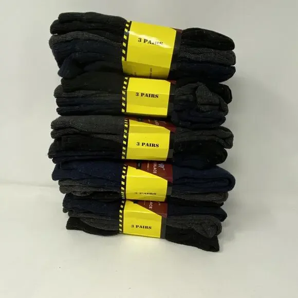 Winterlace Thermal Boot Socks 3 Pair Black Blue Gray Shoe Size 10-13 5 5 Pack