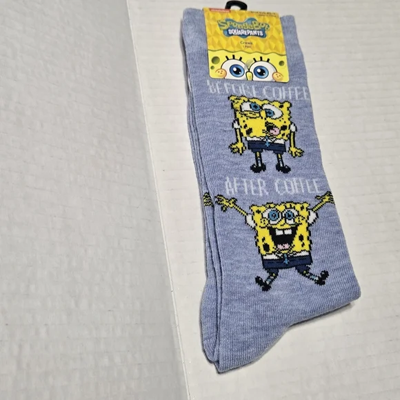 Nickelodeon Sponge Bob Socks, Before Coffee and After Coffee socks NEW