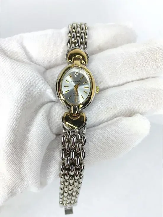 Diamante Women's Silvertone Diamond Quartz Watch Metal Link Bracelet Band