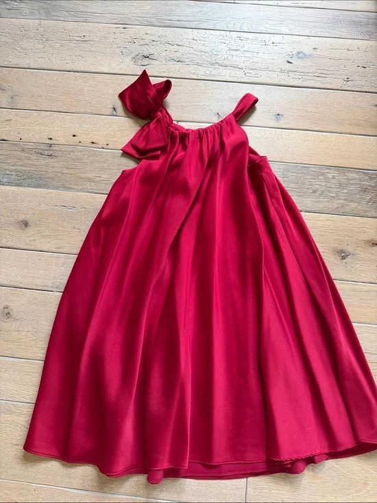 Ralph Lauren Girls Red Shoulder Bow Party Dress