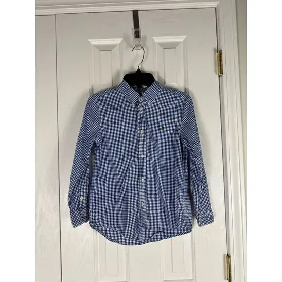 Ralph Lauren Boys Gingham Button Down Shirt 7