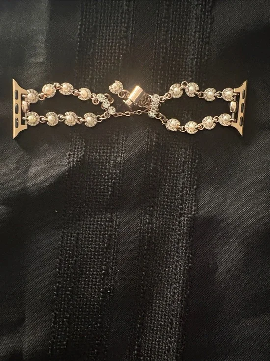 Rose Gold Crystal Double-Row Apple Watch Connector Bracelet