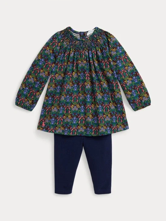 NWT! Ralph Lauren Madison Floral Jersey Top and Bottom Set Navy Blue Sz 6M