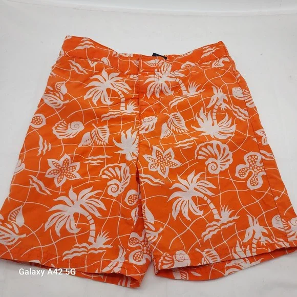Ralph Lauren Boys 3T Orange Tropical Palm Tree Shell Swim‎ Trunks TR310631