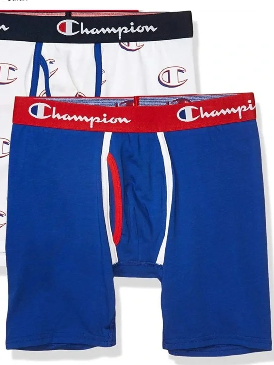 CHAMPION Men’s Boxer Briefs Shorts Blue Red M Medium EUC $25