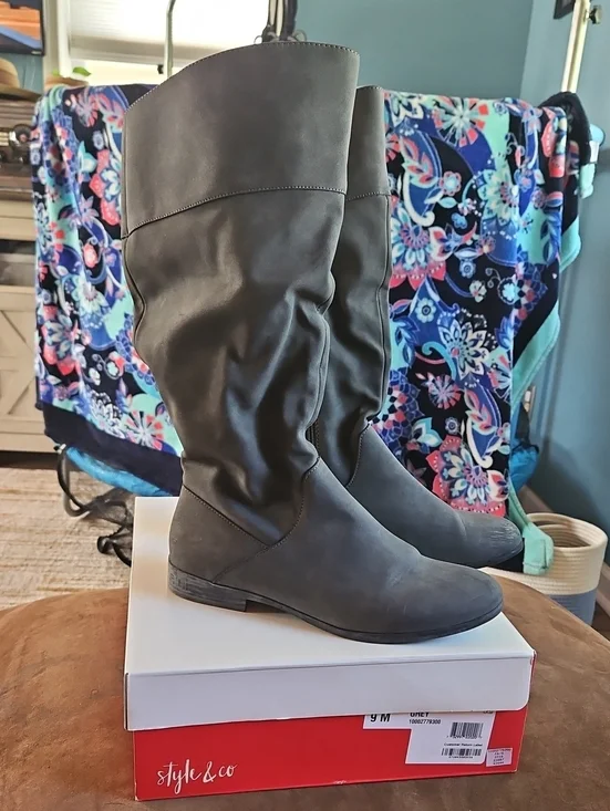 Style & Co. Women's Gray Slouch Over-the-Knee Boots