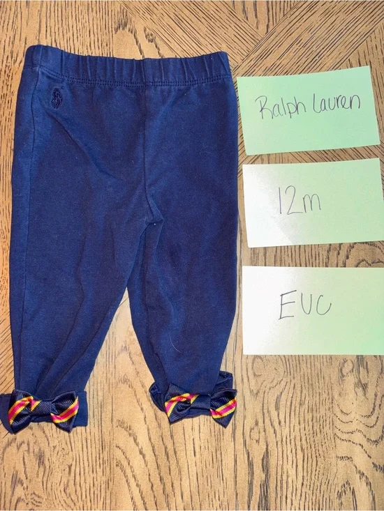 Ralph Lauren Navy Leggings with Striped Bow Cuffs