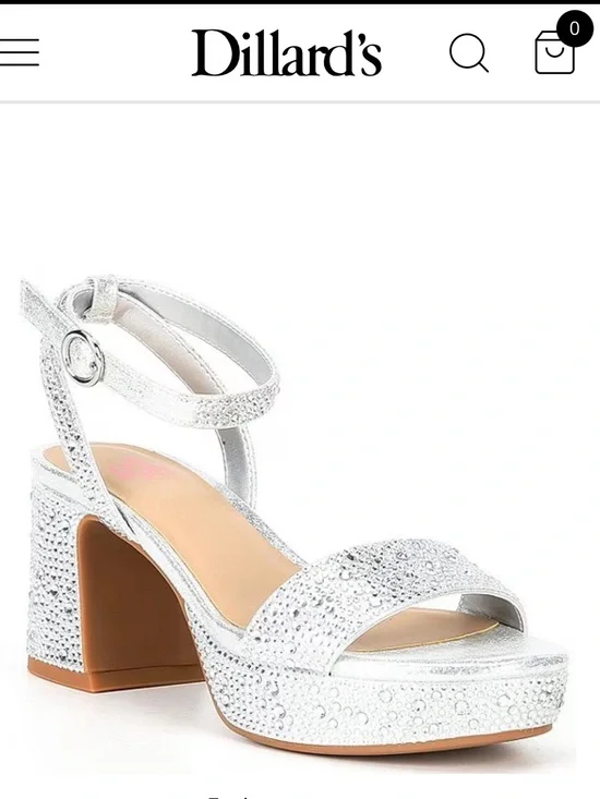 GB Girls Sparkle Silver Platform Dress Sandals