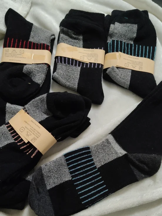 Men's Black & Gray Crew Socks - Pack of 5