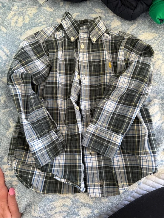 Ralph Lauren Green, White & Blue Plaid Button-Down Shirt - Men