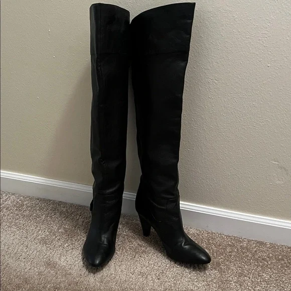 Guess Black Leather Over-the-Knee Boots Women's Heeled Slouchy Size 9 1/2M