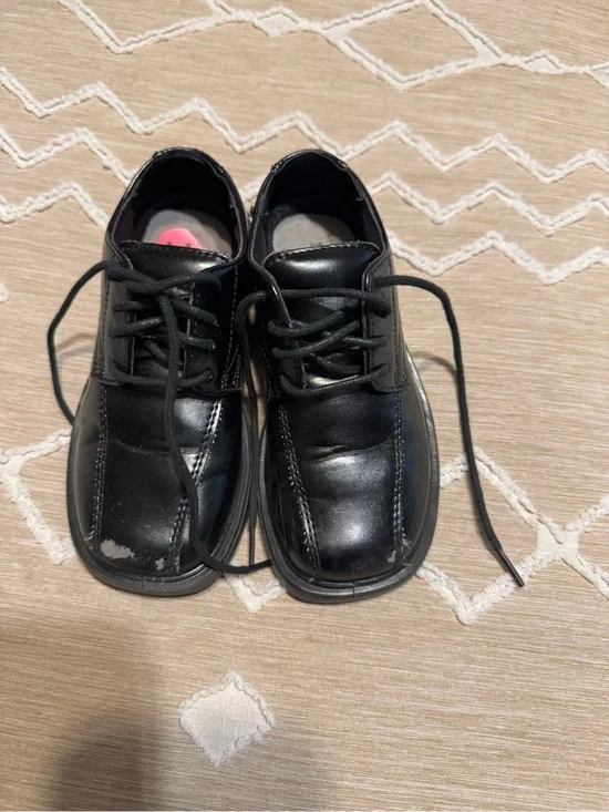 Kids Black Lace-Up dress Shoes