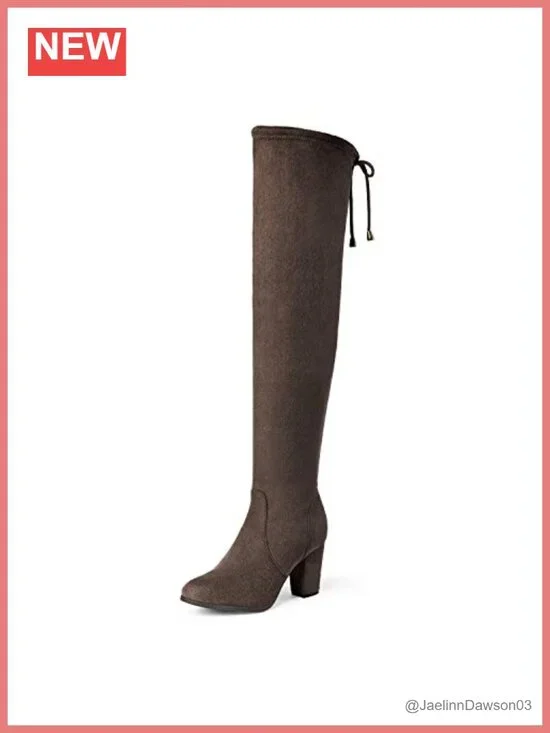 Thigh High Over The Knee Faux Fur Block Heel Boots