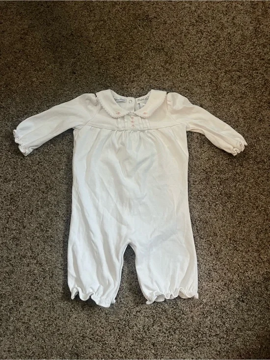 Ralph Lauren Pima cotton White Baby One-Piece with Peter Pan Collar