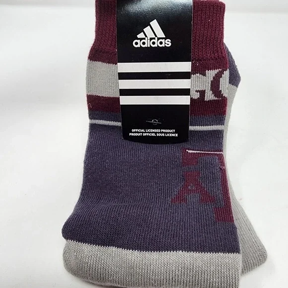 Adidas Texas A&M Aggies Socks Size L NCAA Crew Cotton Blend Maroon Grey 11FA-741