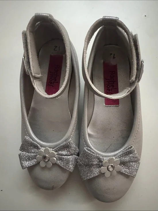 Rachel Shoes Silver Glitter Bow Mary Jane Flats for Girls