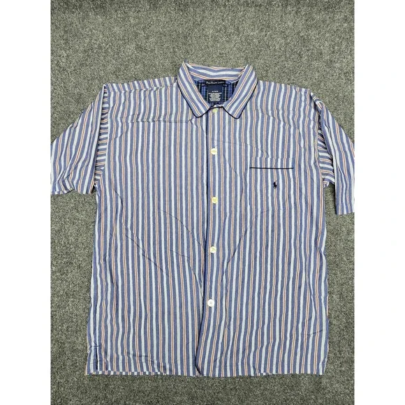 Polo Ralph Lauren Sleepwear Shirt Mens XL Vertical Stripes Large Buttons Cotton
