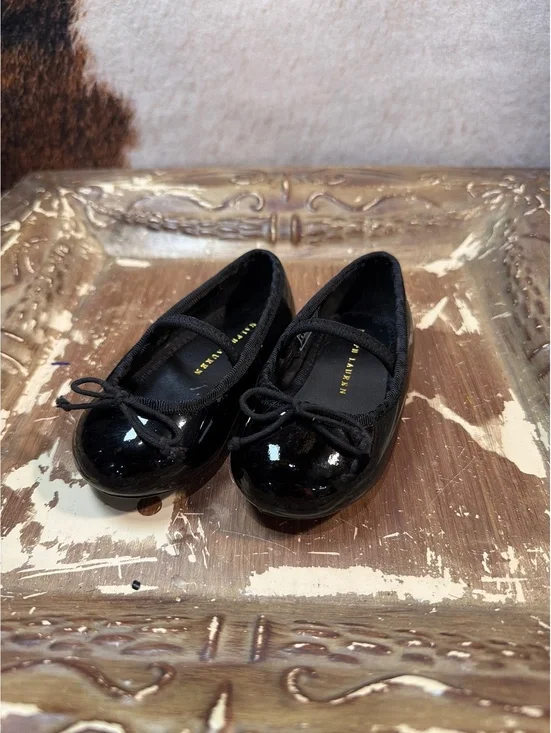 Ralph Lauren Girls Black Patent Leather Ballet Flats with Bow