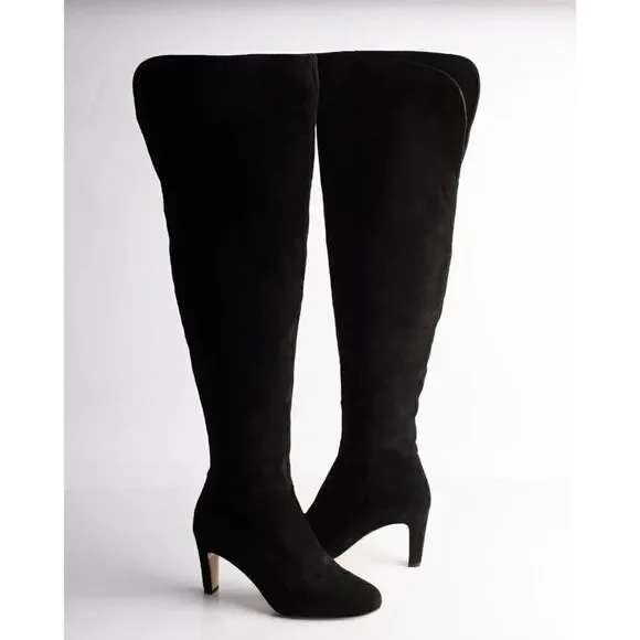 L'AGENCE Womens Black Suede Over the knee Boots EU 36 US 6 Low Heel New in Box