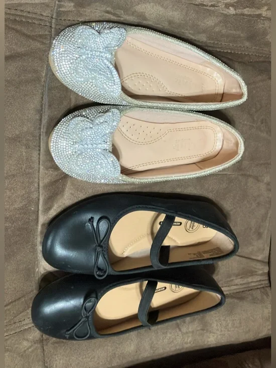 Girls Silver Sparkle Butterfly Link Flats - & Black Wonder Nation flats