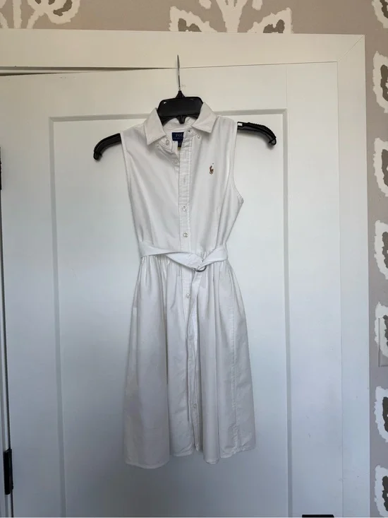 Polo by Ralph Lauren Girls Belted Cotton Oxford Shirtdress