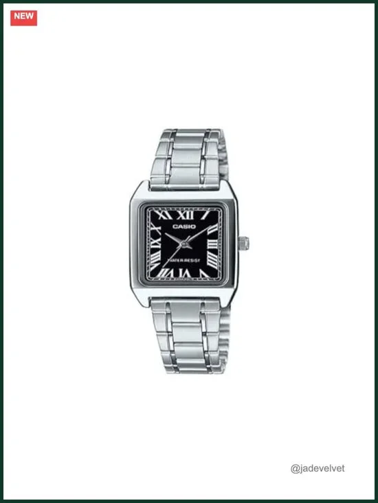 Casio Analog Watch Vintage Rectangle Roman Numeral Silver Bracelet