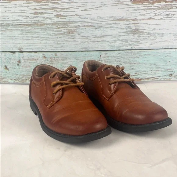 Josmo Dress Shoes Kids Size 8 Brown Lace‎ Up Oxford Formal Lug Sole