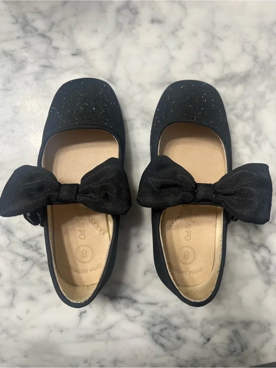 Cat & Jack Black Sparkle Bow Ballet Flats