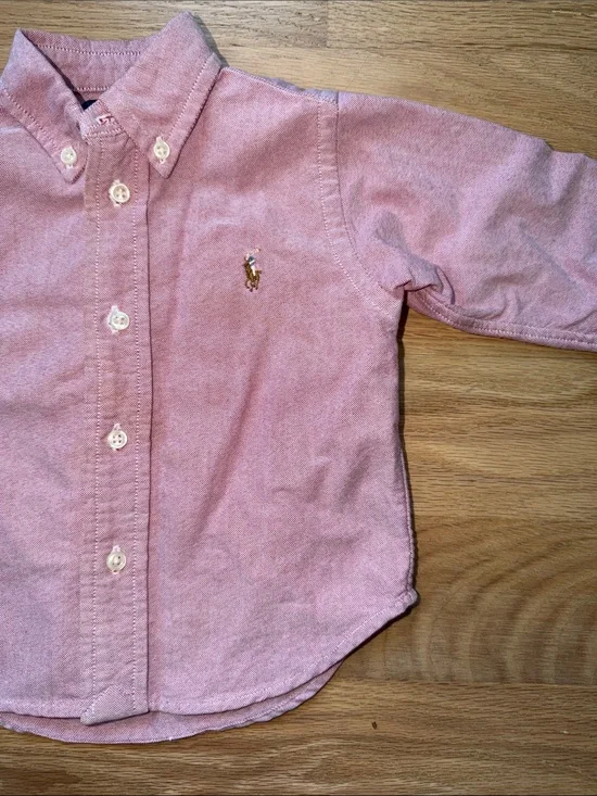 Ralph Lauren Boys Pink Oxford Button-Down Shirt sz 12 mos