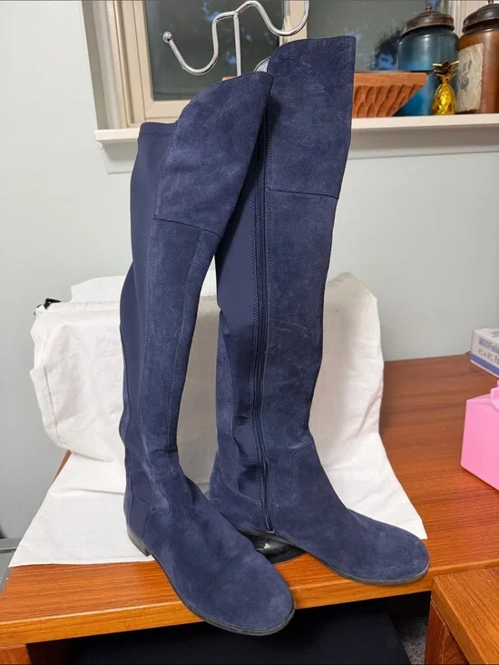 Franco Sarto Over-the-Knee Suede Boots - Navy