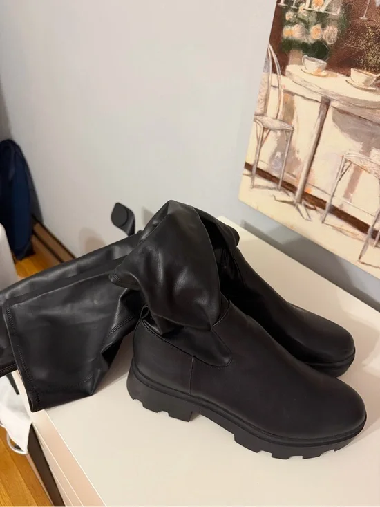 Over-the-Knee Black Chunky Sole Boots