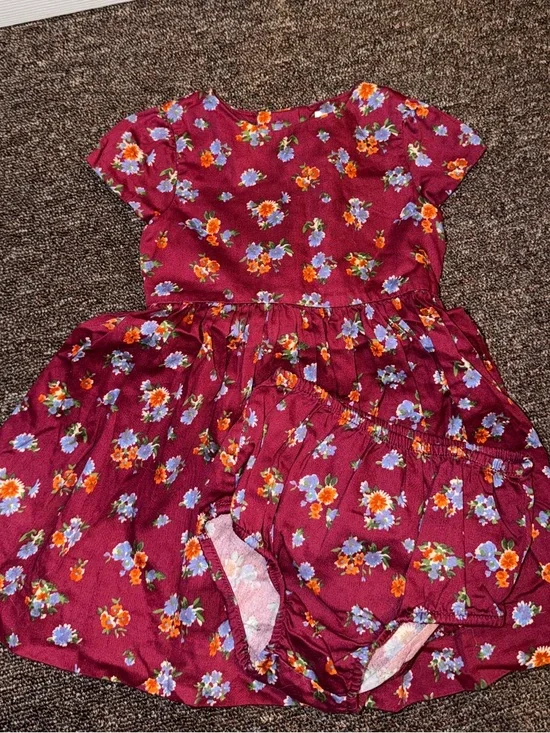 Ralph Lauren Burgundy Floral Dress with Matching Bloomers