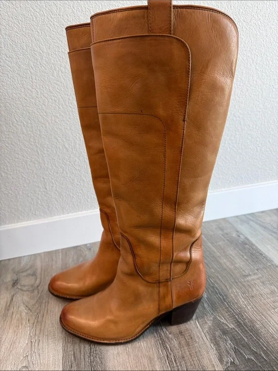 FRYE Jackie Tall Leather Riding Boots - Tan sz 7.5