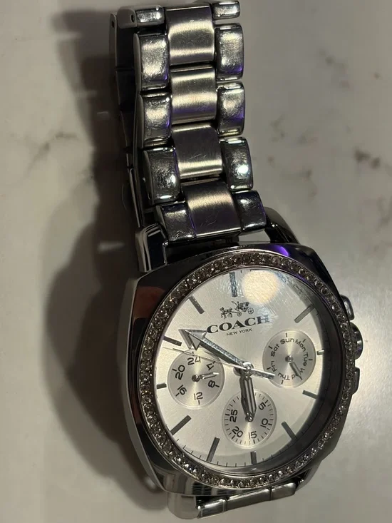 Coach Boyfriend 14503129 Silver Sapphire Crystal Case with Silver band