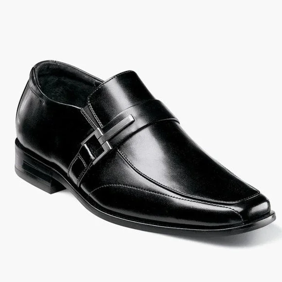 New STACY ADAMS Boys Kids Size 3 Bartley Black Slip On‎ Loafers Dress Shoes