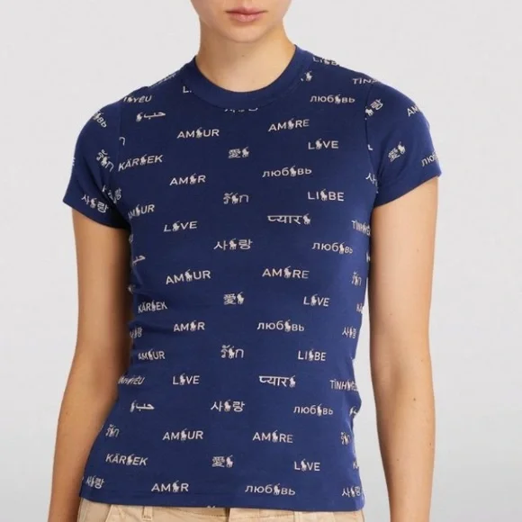 Ralph Lauren Pink Pony 100% cotton navy tee Sz 16 NWOT