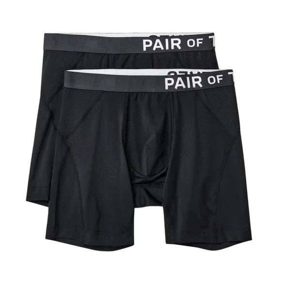 Pair of Thieves Men's Black SuperCool Long Boxer Briefs 2-Pack Size XL