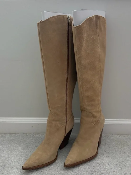 Vince Camuto Oyennda Tortilla Wide Calf Suede Knee-High Boots 9.5