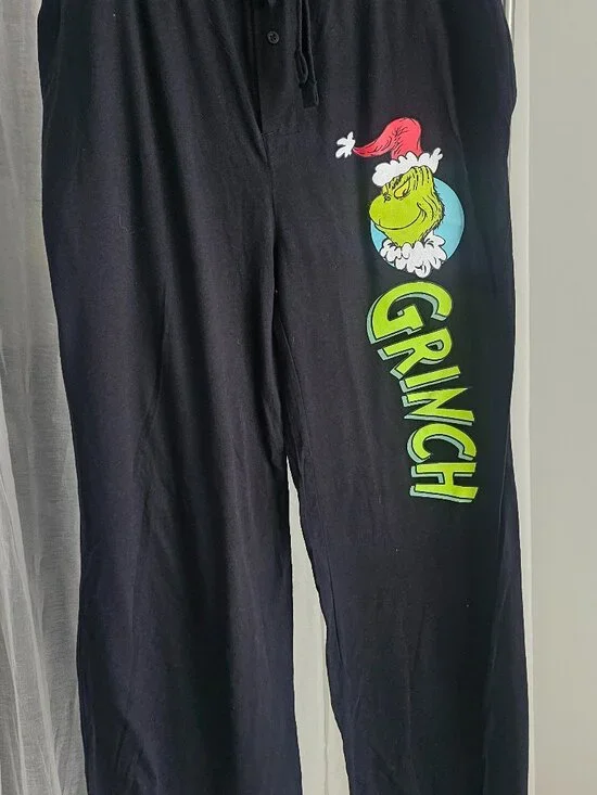 Dr Seus The Grinch Men's Santa Lounge Sleep Pajama Pants Black Size XL NWOT