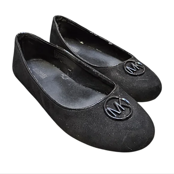 Michael Kors Black Rover Academia Faux Suede And Patent Girl's Flats Size 4