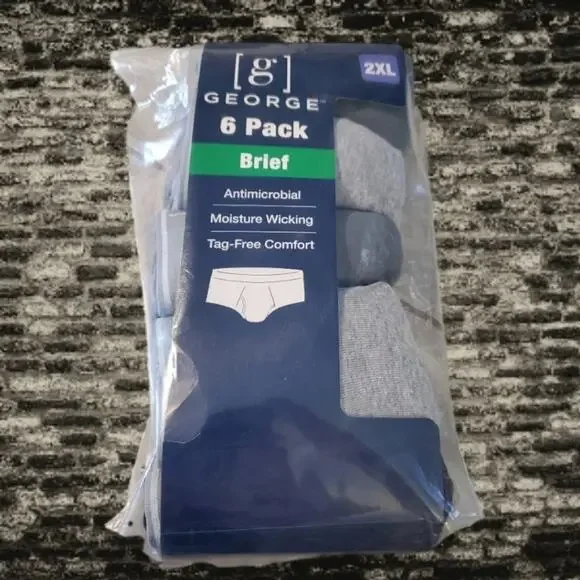 George Men's 6 pk Antimicrobial Moisture Wicking Tag Free briefs 2xl New