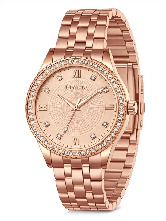 Invicta Rose Gold-Tone Crystal Bezel Ladies Bracelet Watch
